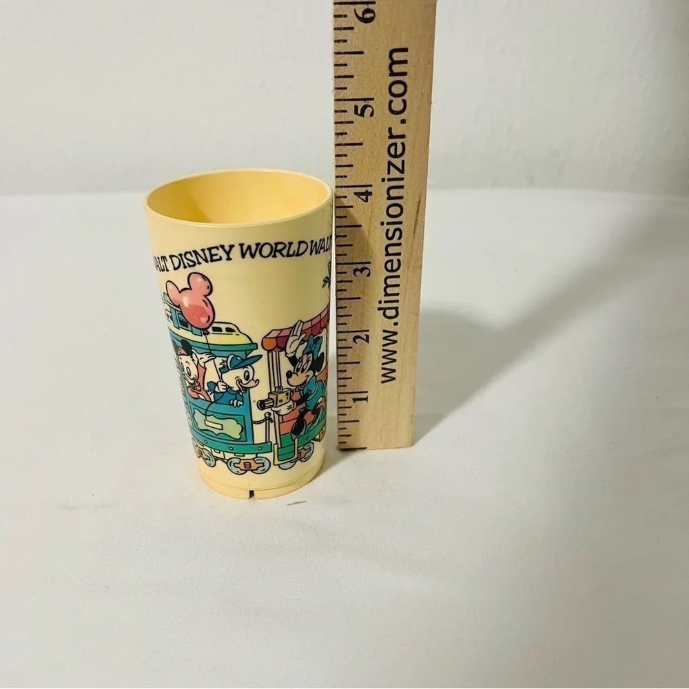 Walt Disney World Vintage Small Plastic Cup Mickey With Friends Train Graphic